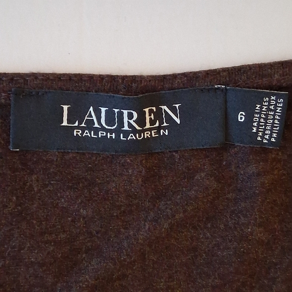 Lauren Ralph Lauren Tie Waist Stretch Knit Sweater Dress Sz 6 Cocoa Brown - Picture 4 of 9